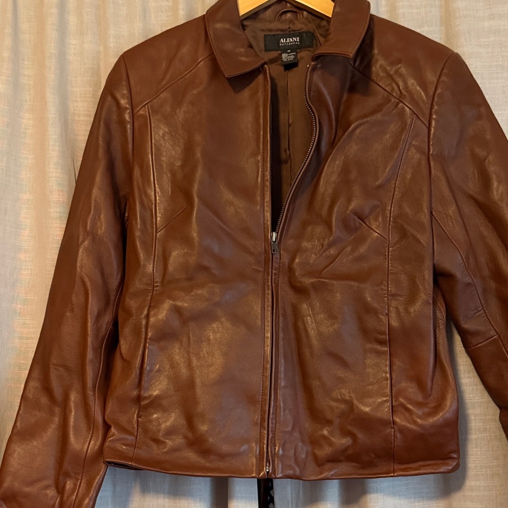 Alfani Rich Brown Leather Jacket